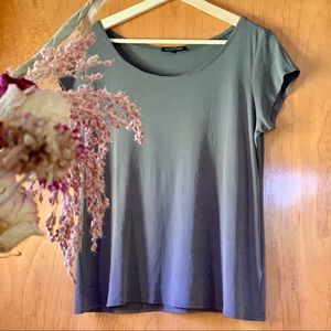 Eileen Fisher 100% Silk Charcoal T-Shirt Blouse
